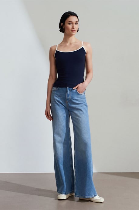 Farbblock Ripp-Ärmellose Bluse - Image 4