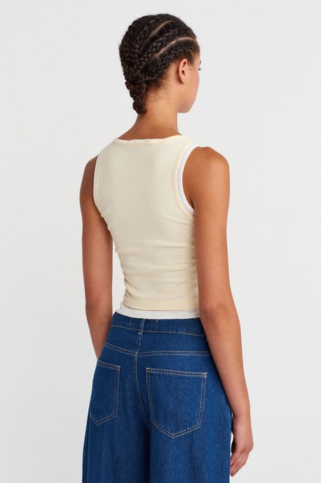 Baumwoll-Rippenshirt ohne Ärmel mit Knöpfen - Image 2