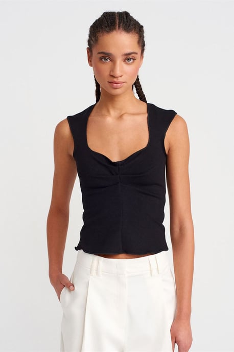 Taillierte Ärmellose Crop-Bluse mit Quadrat-Ausschnitt - Image 1