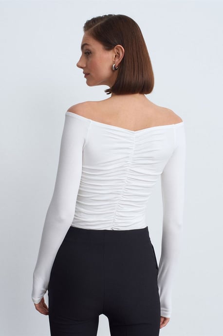Schulterfreies cropped Top Bluse - Image 2