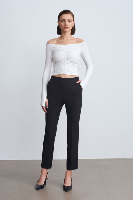 Schulterfreies cropped Top Bluse - Image 4
