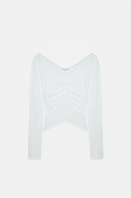 Schulterfreies cropped Top Bluse - Image 5