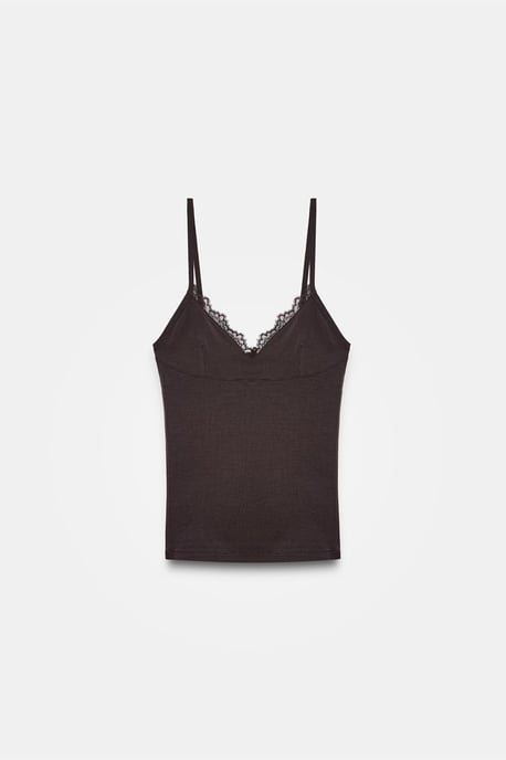 Spitzen-V-Ausschnitt ärmellose Cami-Bluse - Image 5