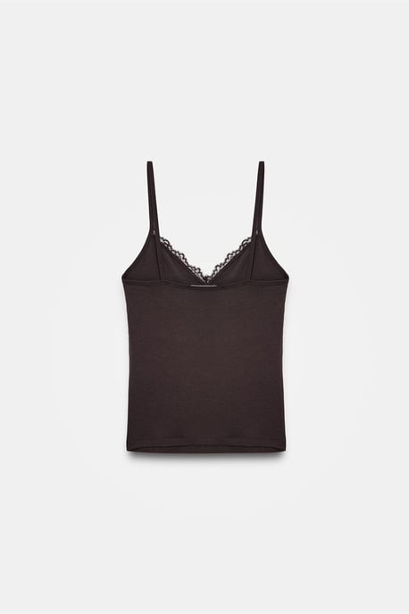 Spitzen-V-Ausschnitt ärmellose Cami-Bluse - Image 6
