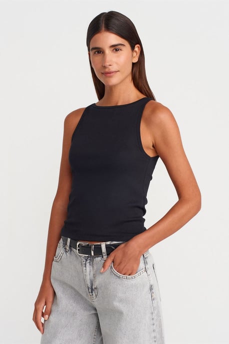 Rippstrick Halterneck Slim-Fit Bluse - Image 1