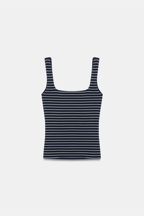 Gestreifte Rippstrick ärmellose Cami-Bluse - Image 5