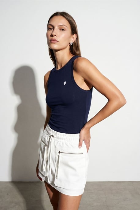 Bestickte ärmellose Slim-Fit-Jersey-Bluse - Image 1