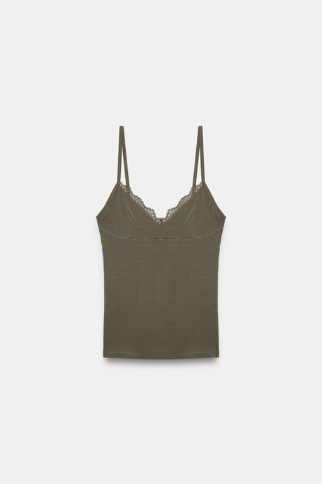 Spitzen V-Ausschnitt Ärmellose Cami Bluse - Image 5