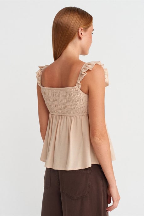 Ärmellose Bluse mit quadratischem Ausschnitt und Bindeband vorne - Image 2