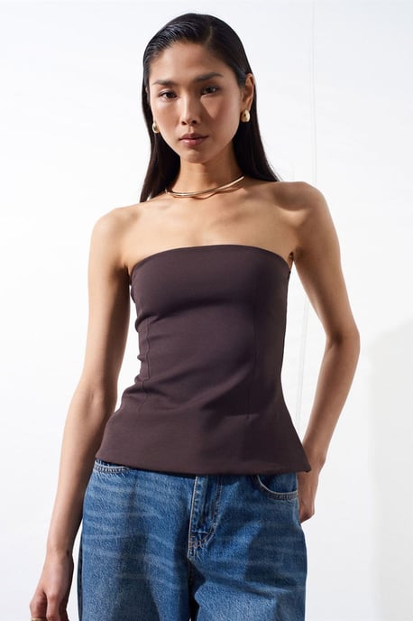 Trägerlose Slim-Fit Bandeau-Bluse - Image 3