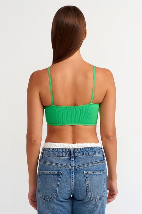 Rippstruktur V-Ausschnitt Cropped Bralet-Top - Image 2