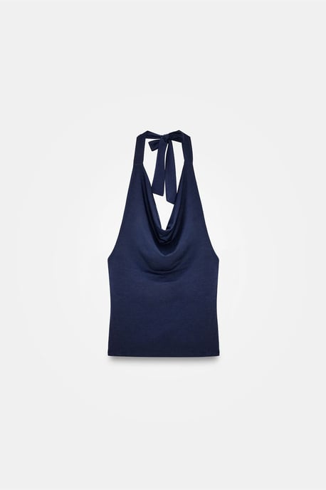 Ärmellose Bluse mit Schalkragen und Bindeband - Image 4