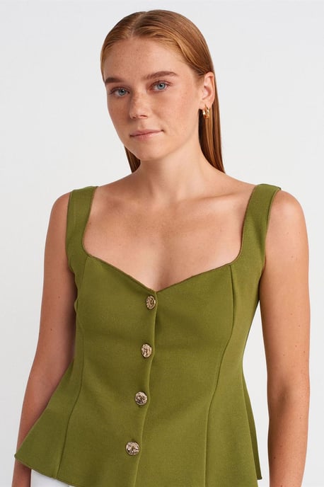 Figurbetonte ärmellose Peplum-Bluse - Image 3