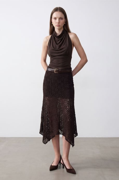 Taillierte ärmellose Bluse mit Schlauchkragen - Image 4