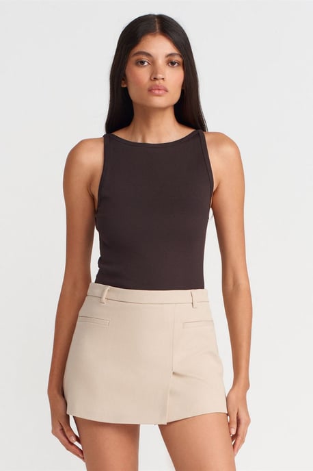 Rippstrick Halterneck Slim-Fit Bluse - Image 1
