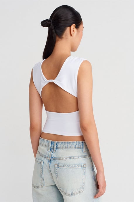 Damen Slim-Fit Cut-out Crop Bluse - Image 2