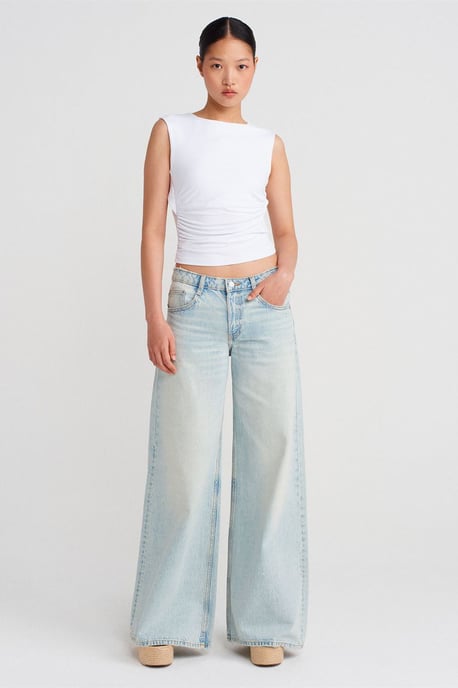 Damen Slim-Fit Cut-out Crop Bluse - Image 3