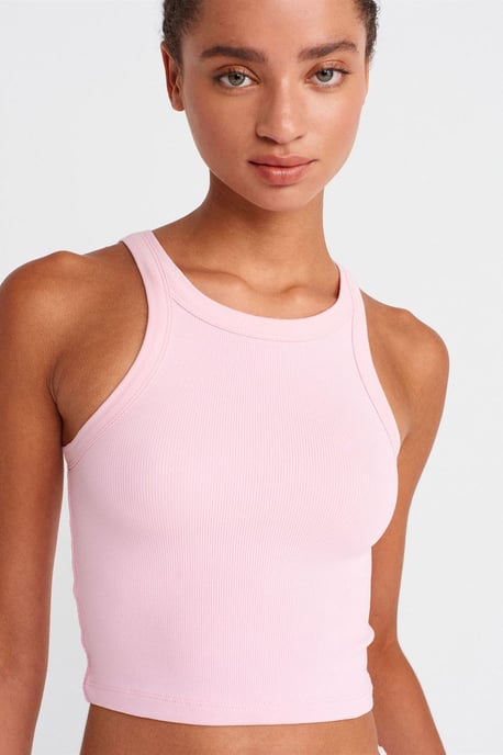 Rippstrick Baumwollmischung Ärmelloses Crop Top - Image 3