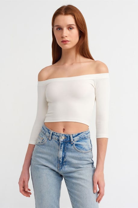 Damen Off-Shoulder Crop Bluse - Image 1