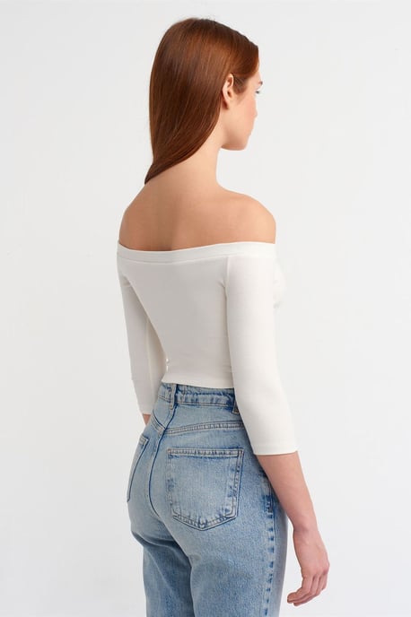 Damen Off-Shoulder Crop Bluse - Image 2