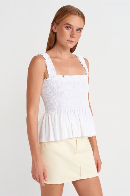 Rüschen-Ärmellose Bluse mit Quadrat-Ausschnitt - Image 1