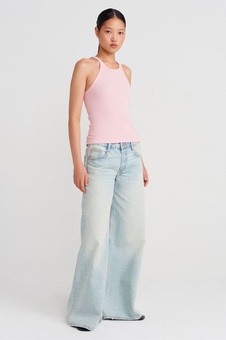 Rippstrick-Baumwoll-Ärmellose Cami-Bluse - Image 3