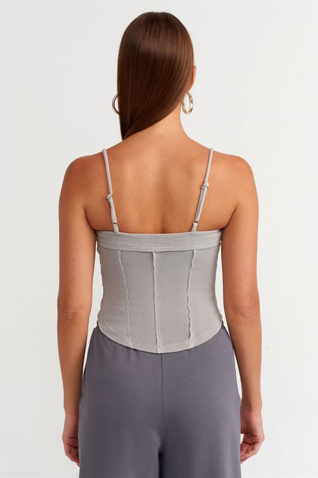 Geripptes Quadrat-Halsausschnitt-Crop-Top - Image 2