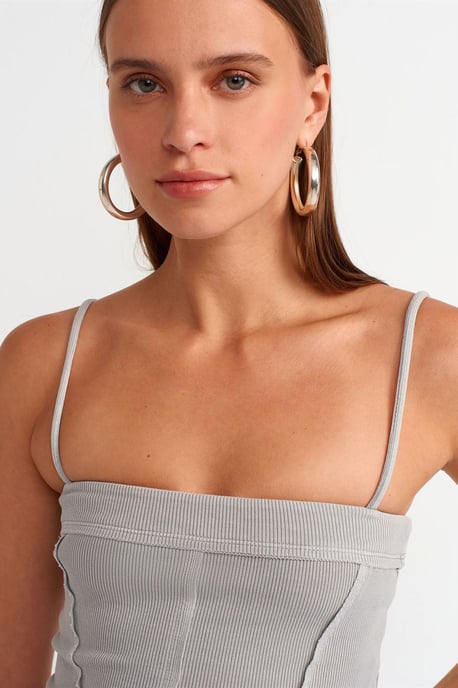 Geripptes Quadrat-Halsausschnitt-Crop-Top - Image 4