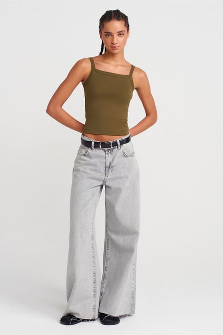 Rippstrick Baumwoll-Bluse mit quadratischem Ausschnitt - Image 4