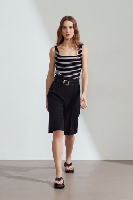 Gestreifte Rippenshirt Ärmellose Bluse - Image 4