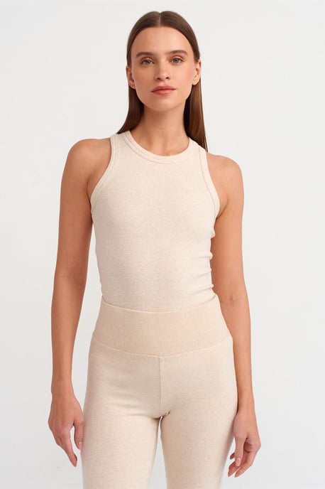 Gerippte Halsbandfreie ärmellose Bluse - Image 1