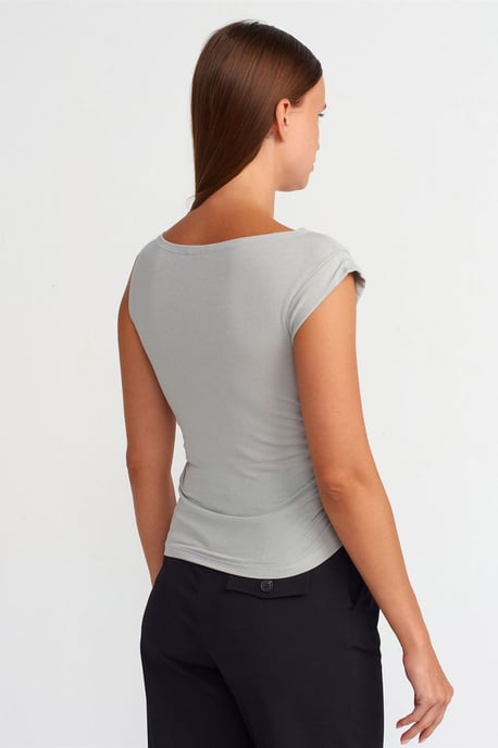 Ärmellose Bootsausschnitt Slim-fit Bluse - Image 2
