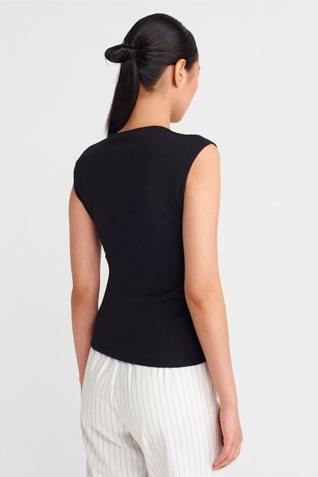 Ärmellose Rippstrick-Bluse mit Knopfleiste - Image 2