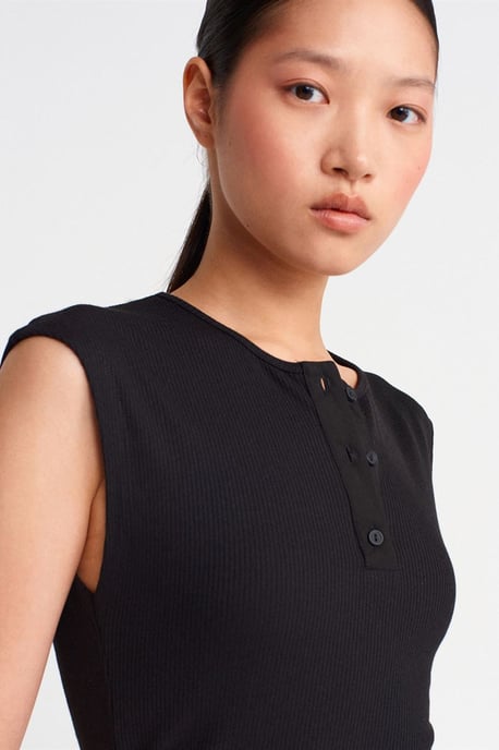 Ärmellose Rippstrick-Bluse mit Knopfleiste - Image 3