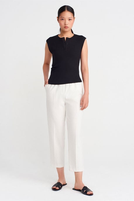 Ärmellose Rippstrick-Bluse mit Knopfleiste - Image 4