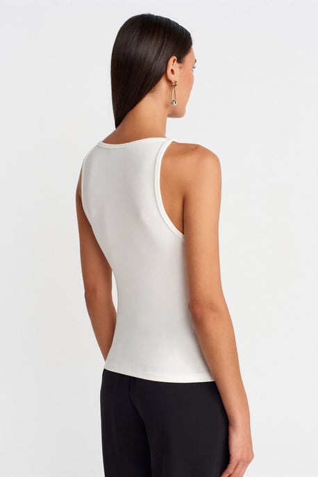 Ripp-Halterneck Slim-Fit Bluse - Image 2