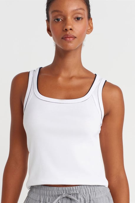 Damen Rippstrick Baumwolle Cami Bluse - Image 3