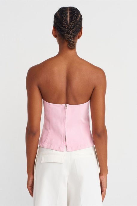 Trägerlose Taillierte Peplum-Bluse - Image 2