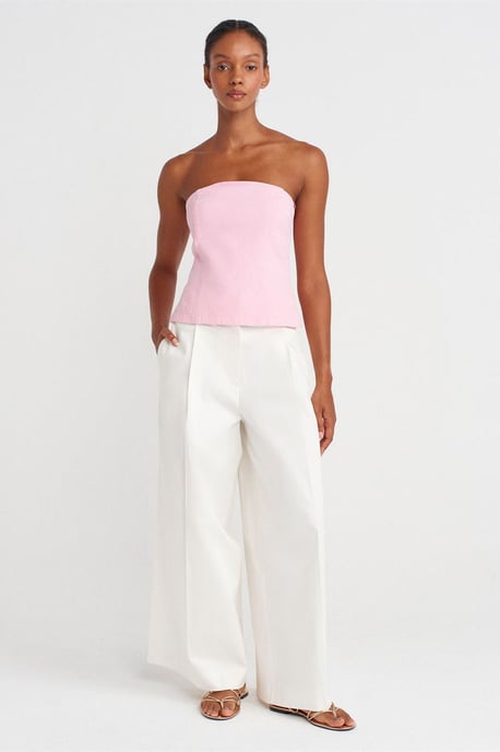 Trägerlose Taillierte Peplum-Bluse - Image 4