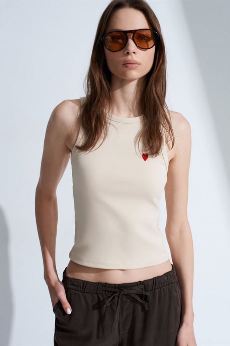 Bestickte ärmellose Slim-Fit-Jerseybluse - Image 3