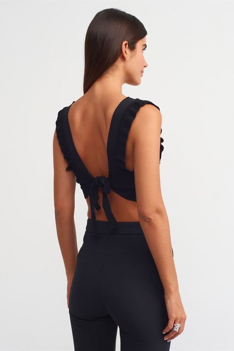 Taillierte ärmellose Crop-Bluse mit Bindeband vorne - Image 2