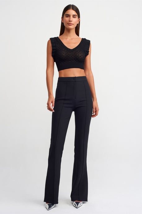 Taillierte ärmellose Crop-Bluse mit Bindeband vorne - Image 3