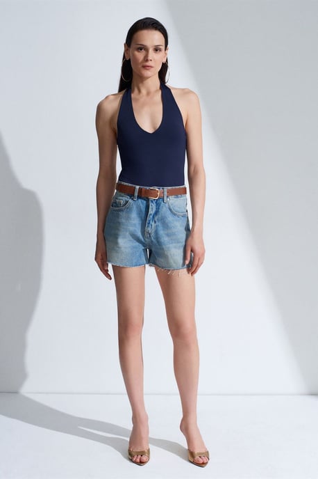 Halterneck Cut-Out Bodysuit - Image 1