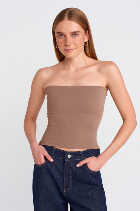 Trägerlose Bodycon Bandeau Bluse - Image 1