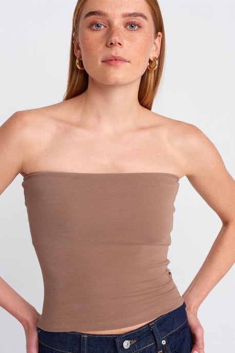 Trägerlose Bodycon Bandeau Bluse - Image 4
