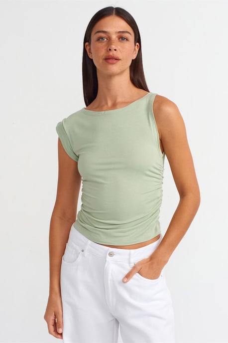 Ärmellose Boot-Ausschnitt Slim-Fit Bluse - Image 1