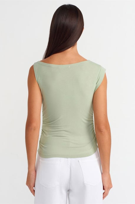Ärmellose Boot-Ausschnitt Slim-Fit Bluse - Image 2