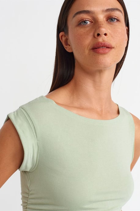 Ärmellose Boot-Ausschnitt Slim-Fit Bluse - Image 4