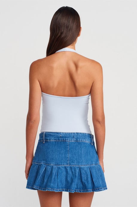 Gerippte Halsbandfreie ärmellose Bluse - Image 2