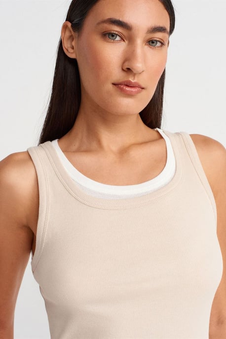 Rippstrick-Baumwoll-Ärmellose Cami-Bluse - Image 3